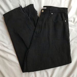 We Wore What Womens Black Jeans Sz 32 High Waisted Straight Leg Mom Split Hem